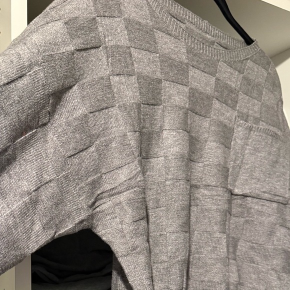 Checkerboard Pattern Crewneck sweater textured lantern sleeves size medium NEW - Picture 7 of 7